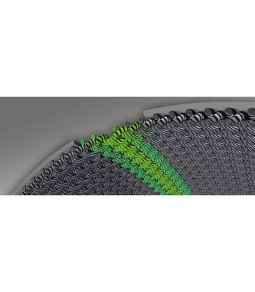 SBS-naad, een platte naad die elke steek met de volgende verbindt, zonder te overlappen.