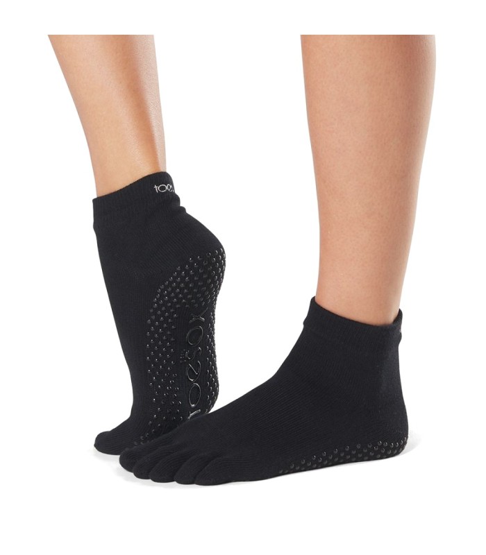 Toesox Ankle Grip Socks Zwart teensokken