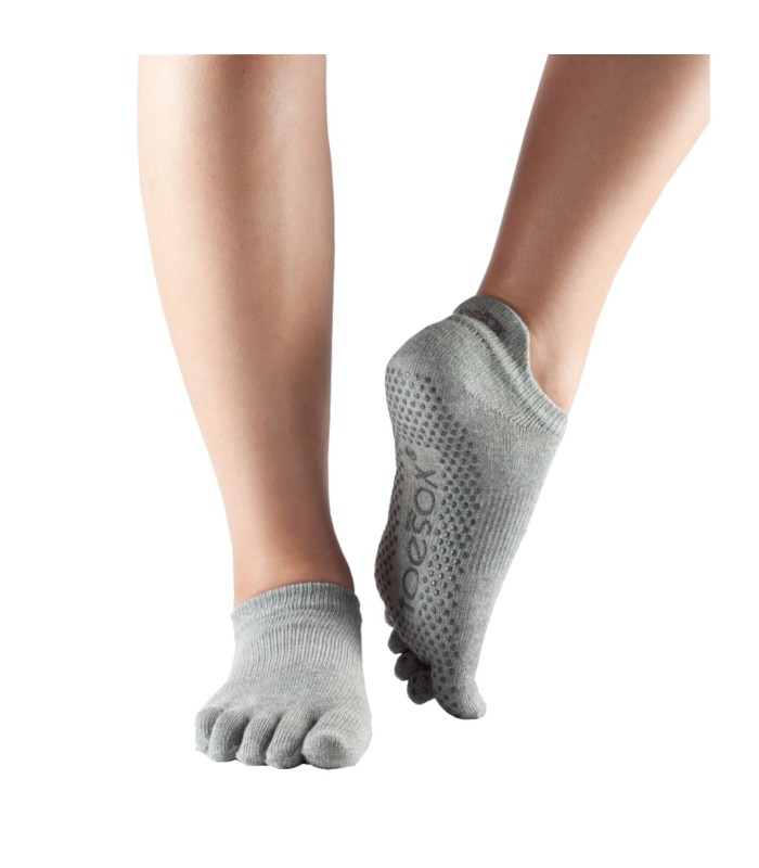 ToeSox Yoga No-Show Grip Socks teensokken Lichtgrijs