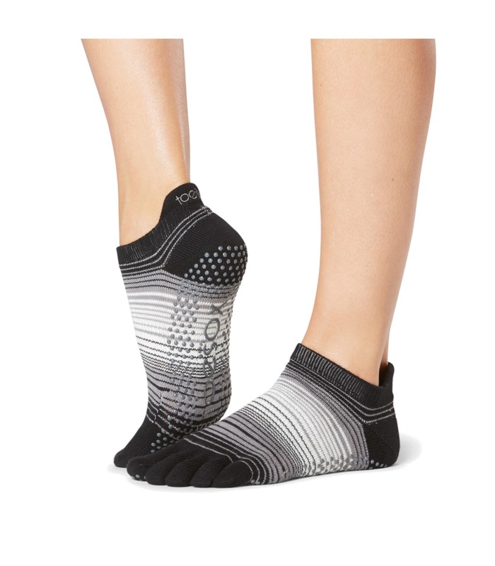 ToeSox Yoga No-Show Grip Socks teensokken zwart-grijs